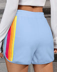 April Color Stripes Elastic High Waist Active Shorts