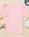 Scarlet Flower Textured Short Sleeve Top