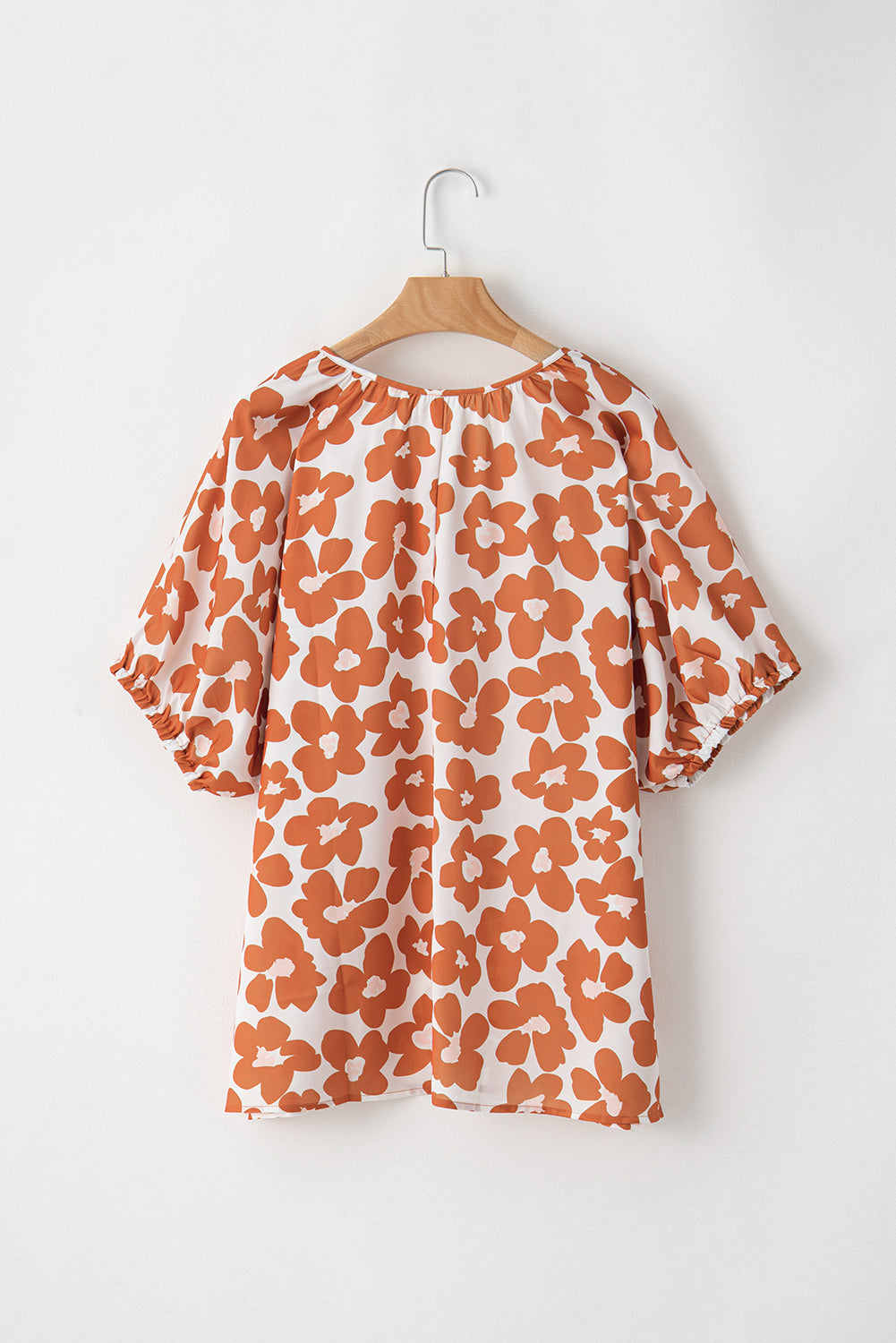 Sky Plus Size Floral Print Drawstring V Neck Short Sleeve Blouse