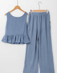Teresa Ribbed Ruffle Tank Top and Pants Set