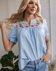 Kenzie Floral Embroidered Puff Sleeve Blouse