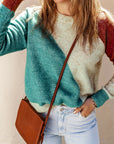 Nicole Ribbed Trim Round Neck Sweater