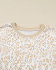 Plus Size Leopard Ruffle Long Sleeve Sweatshirt