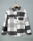 Plaid Button-Up Long Sleeve Pocketed Shacket