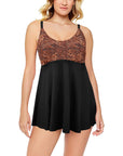 Tooled Leather Print Swim Dress & Shorts Set
