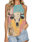 Baha Ranch Bull Skull Retro Pop Western Tank Top