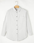Stripe Roll-Tab Sleeve Pocketed Shirt