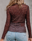 Sheer Mesh Lettuce Trim Top
