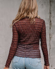Ruth Sheer Mesh Patterned Lettuce Trim Top