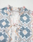 Geometric Tassel Tie V-Neck Blouse