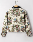 Floral Zip-Up Contrast Collared Jacket