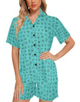 Mini Turquoise Cattle Brands Women's Western pajama Set