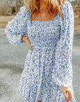 Alanna Boho Floral Smocked Puff Sleeve Mini Dress