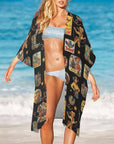 Vintage Cowgirl Collage Kimono Coverup Duster