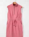 Nayeli Zipped Collar Drawstring Waist Dress