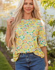 Elouise Flower Drop Shoulder Loose Top