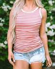 Kamari Stripe Contrast Round Neck Sleeveless Slim Top
