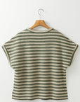 Abby Stripe Textured Side Slits Top