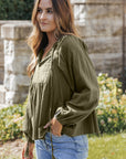 Eloise Embroidered Split Neck Top