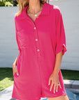 Collared Button Up Pocketed Romper