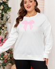 Plus Size Bow Drop Shoulder Sweatshirt