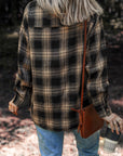 Plaid Double Flap Pocket Brushed Shacket