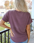 Alessandra Plain Corded Knit Mock Neck T Shirt