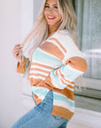Amelia Stripe Long Sleeve Split Sweater
