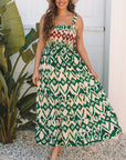 Sarahi Western Aztec Shirred A-line Sleeveless Maxi Dress
