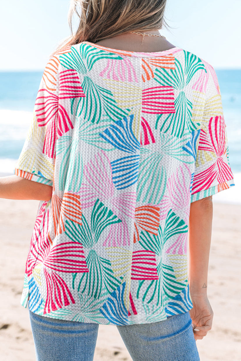 Bow Waffle Knit Crewneck Top