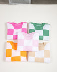 Checker Bishop Sleeve Sweater