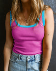 Drew Edge Ribbed Knit U Neck Tank Top