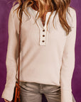 Sydney Waffle Knit Textured Henley Top