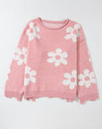 Valentine Heart and Floral Pearl Beaded Sweater