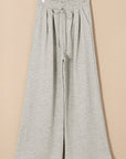 Solid Tied High-Waist Pleated Sweatpants