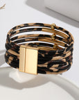 Multi-layer Leopard Beaded Magnet Buckle Bracelet