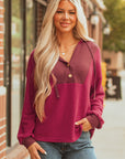 River Waffle Hooded Long Sleeve Top
