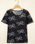 Maddie Bow Mesh Short Sleeve Top