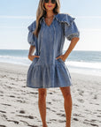 Emory Ruffled Collared Side Pockets Dress
