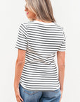 Marleigh Stripe Textured Buttoned Henley Top