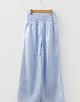 Gingham Plaid Smocked High Waist Pants