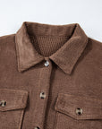 Solid Corduroy Button-Up Pocketed Shacket
