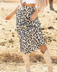 Johanna Leopard Print High Waist Midi Skirt