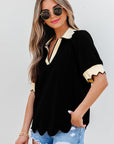 Clare Collared V Neck Puff Sleeve Blouse