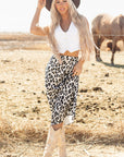 Johanna Leopard Print High Waist Midi Skirt