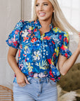 Ainara Flower Puff Short Sleeve Loose Blouse