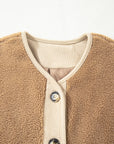 Fleece Corduroy Patchwork Button Up Jacket