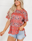 Scout Paisley Side Slits Crew Neck T Shirt