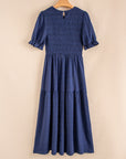Smocked Short Sleeve Midi Dress