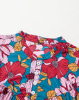 Taylor Floral Balloon Sleeve Half Buttons Blouse